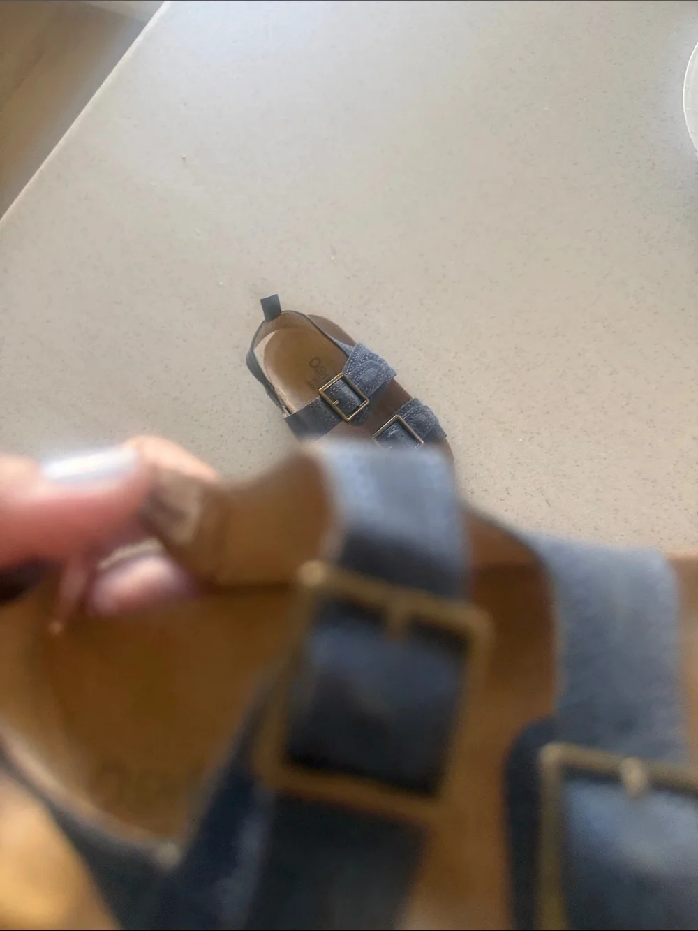 Toddler Double-Buckle Gray Suede Sandals - Unbranded